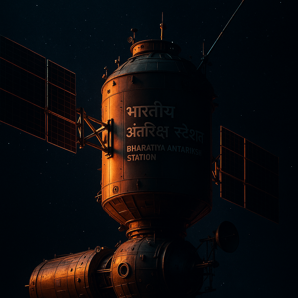 ISRO Unveils First Bharatiya Antariksh Station Model on National Space Day!